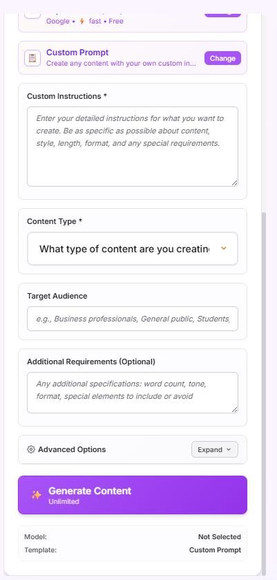 HappyAI Template Fields Screenshot