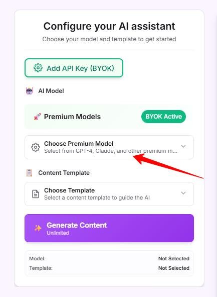 HappyAI Model Selection Screenshot